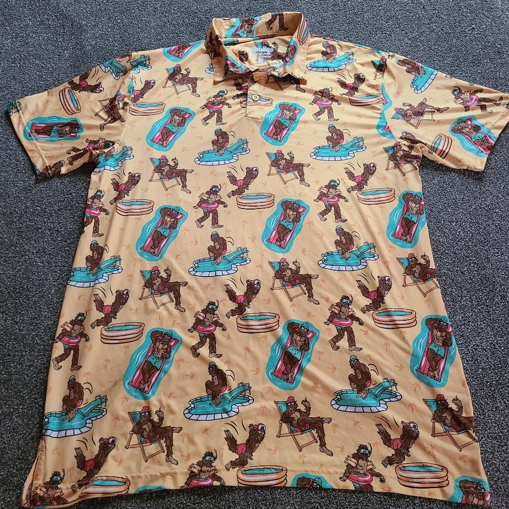 Aeroline Mens Bigfoot Pool Day Polo Size XL party shirt casual preppy
